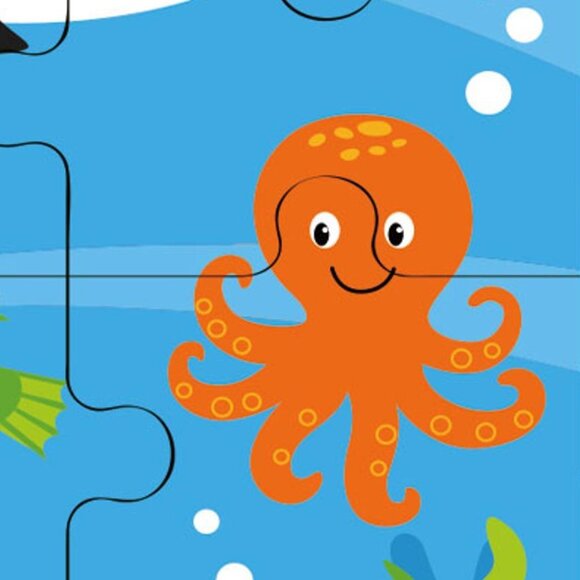 VIGA 16 Pcs Flat Wooden Puzzle w/Tray -Ocean Fun Sea Anima New Sealed For Age 2+ - Picture 8 of 14